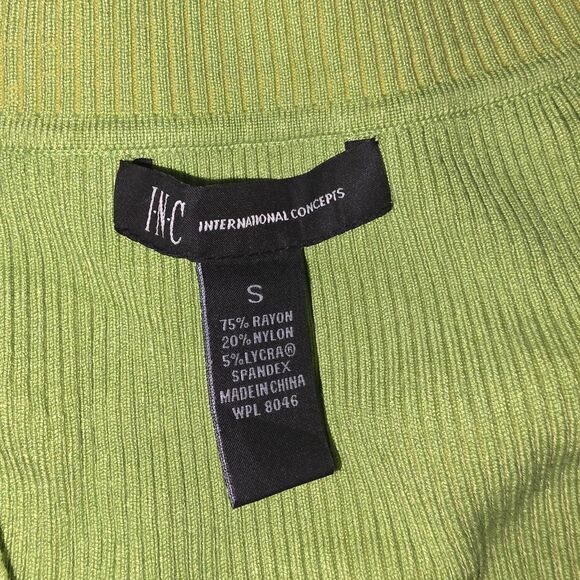 INC International Concepts Lime Green Ribbed Sweater Top - Picture 3 of 3